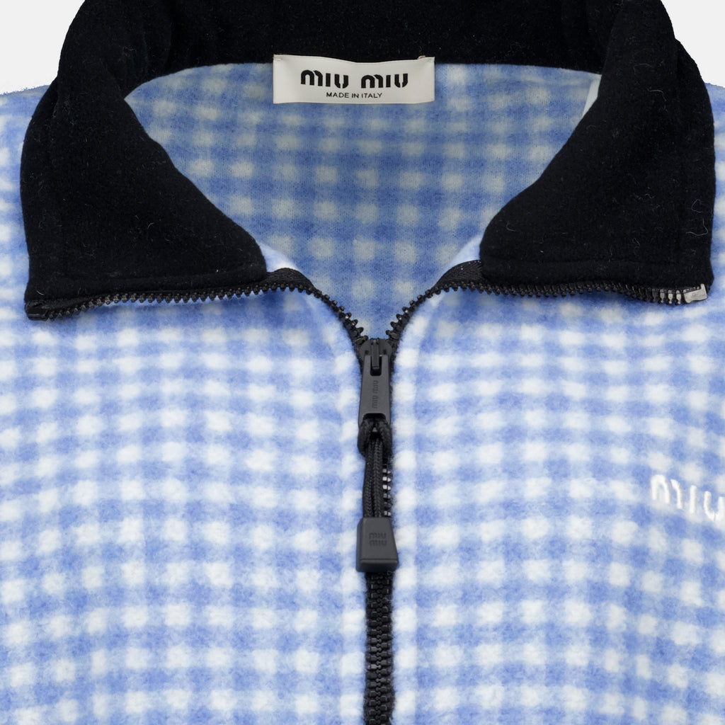 Vestes Vichy Karomuster Fleece-Jacke Miu Miu Bleu Femme