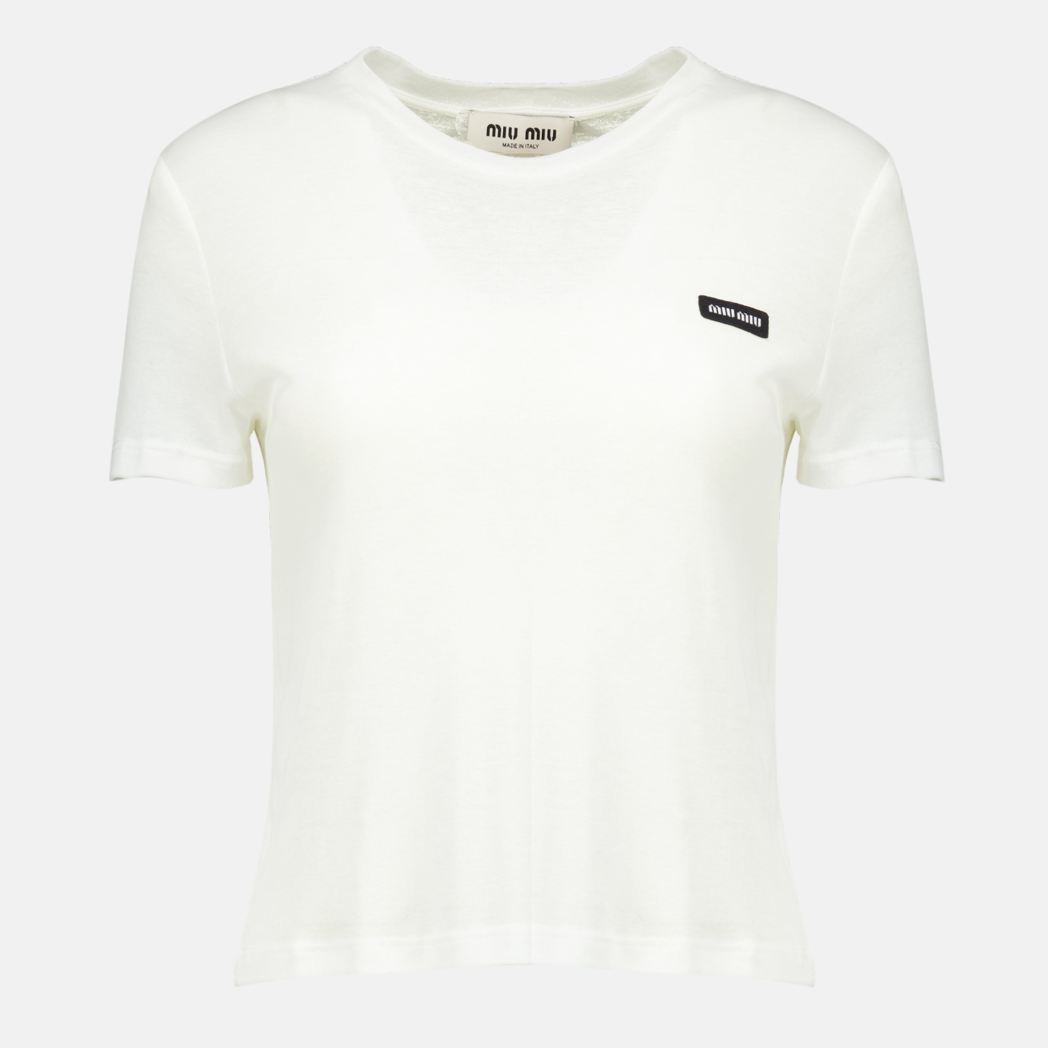 T-shirts Ripp-Jersey T-Shirt in Weiß Miu Miu Blanc Femme