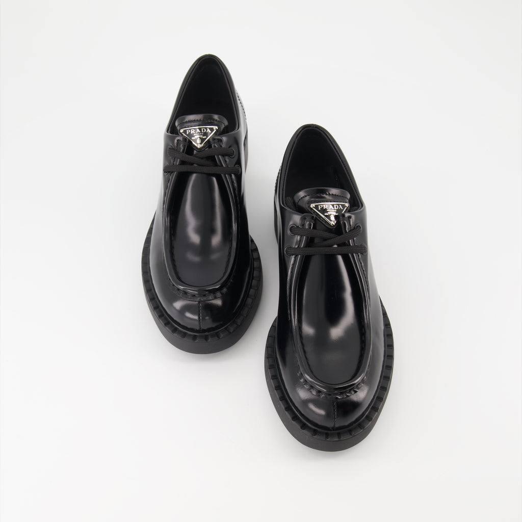Loafer Mocassins à lacets Prada Schwarz Femme