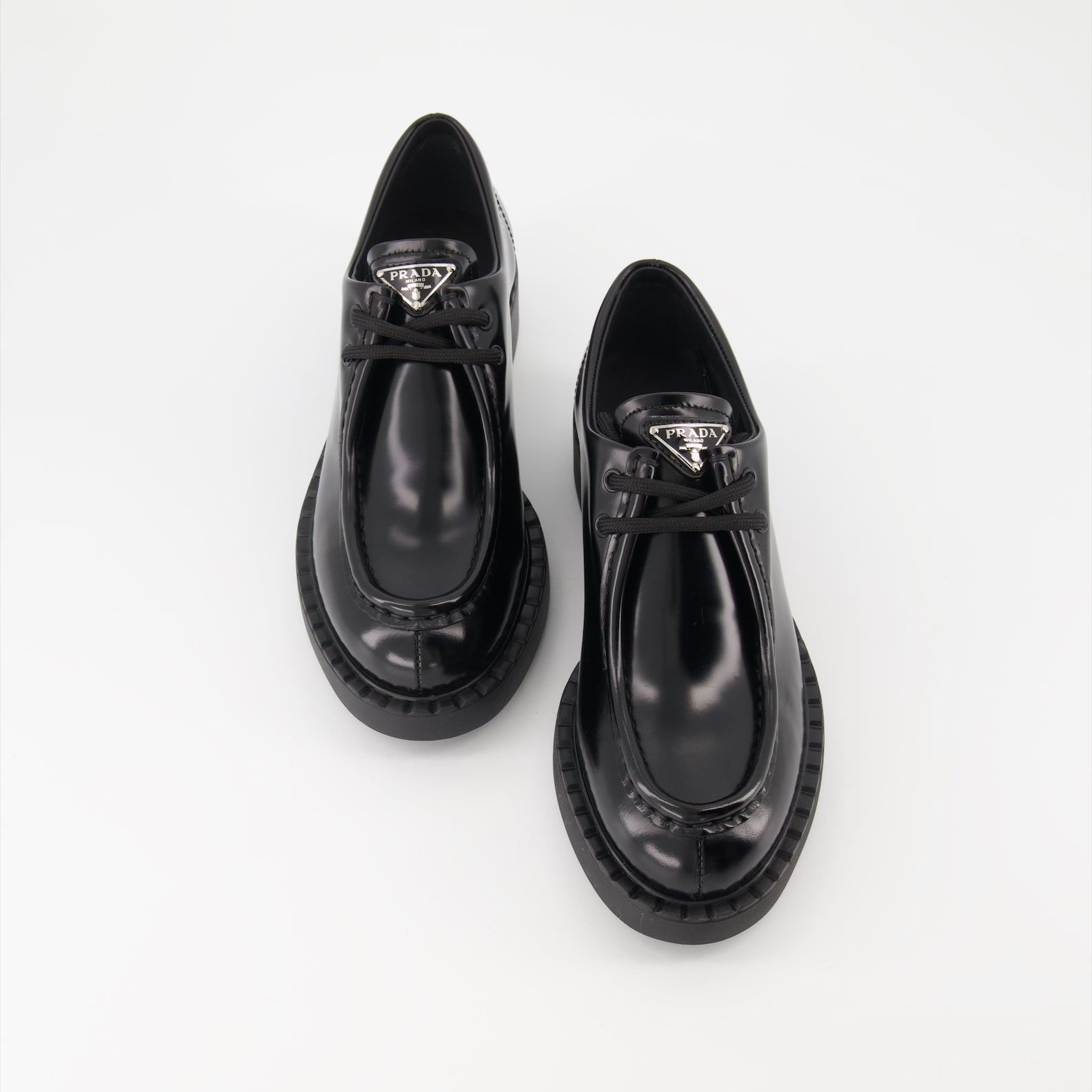 Loafer Mocassins à lacets Prada Schwarz Femme