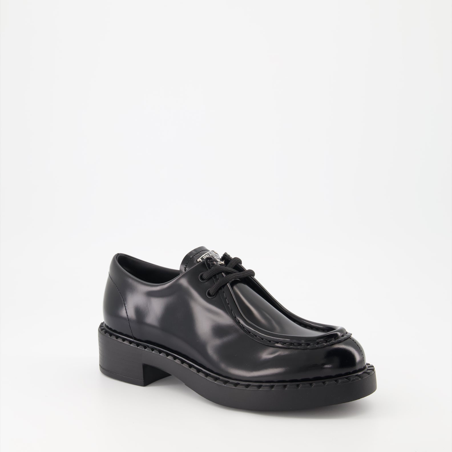 Loafer Mocassins à lacets Prada Schwarz Femme