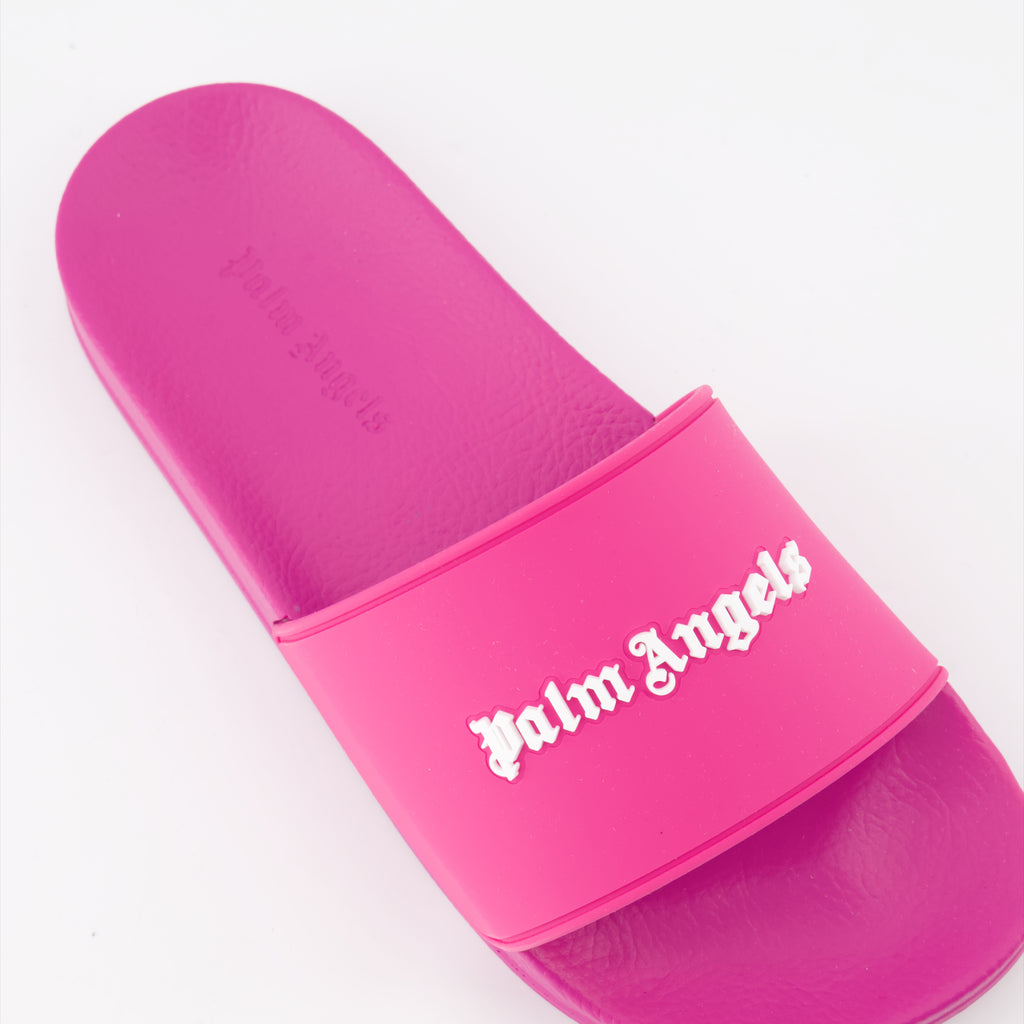 Open shoes Logo slides Palm Angels Pink Women