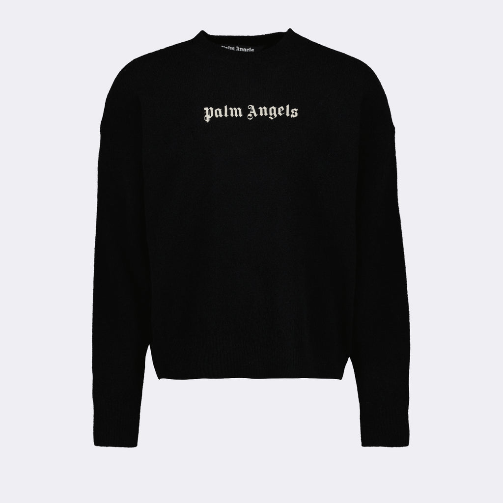 Maille Pull à logo Palm Angels Noir Homme
