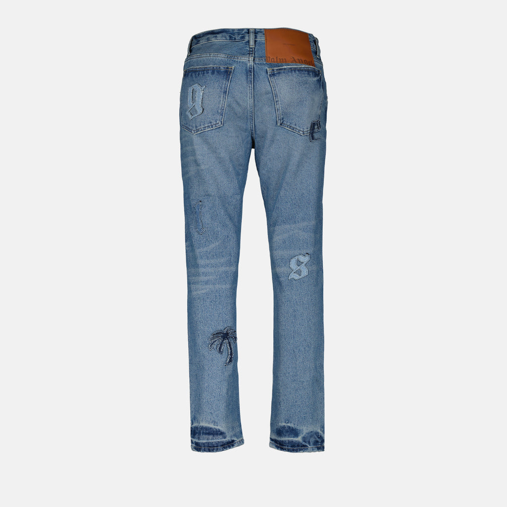 Pantalons Jean patches Palm Angels Bleu Homme