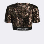 T-shirt Top di Paillettes Palm Angels Marrone Femme