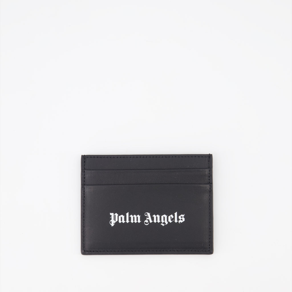 Pequenos artigos de couro Porte-cartes à logo Palm Angels Preto Homme