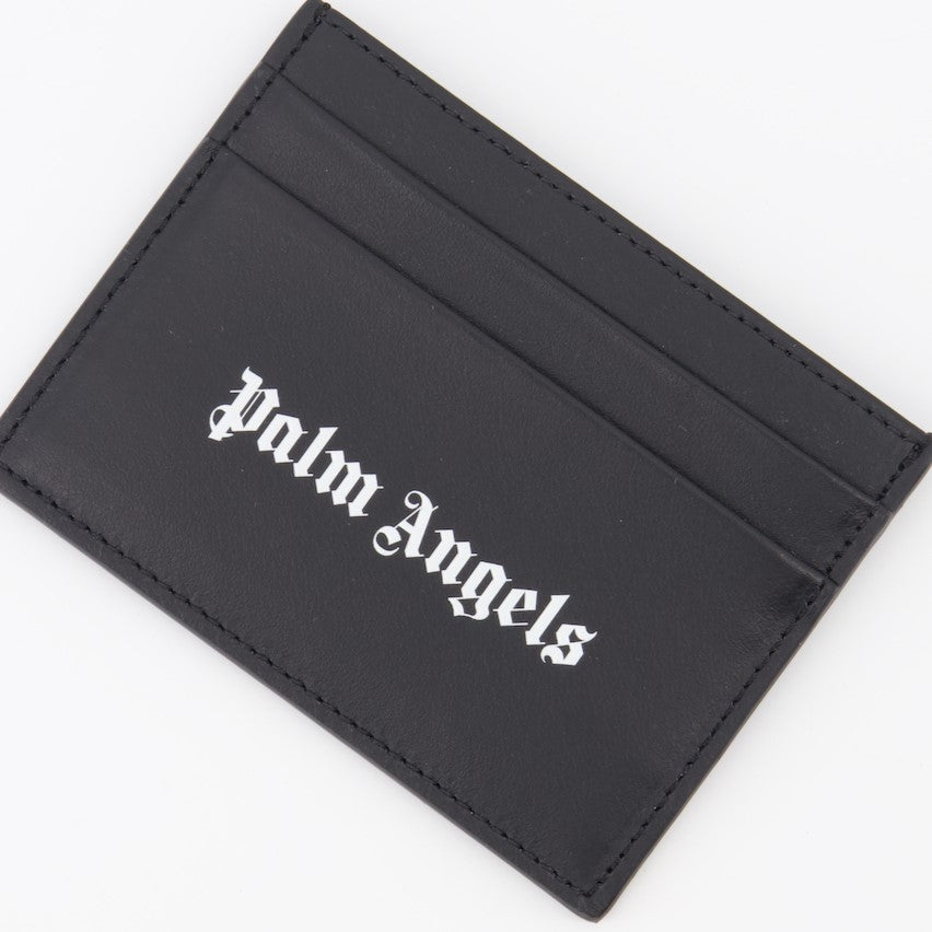 Pequenos artigos de couro Porte-cartes à logo Palm Angels Preto Homme