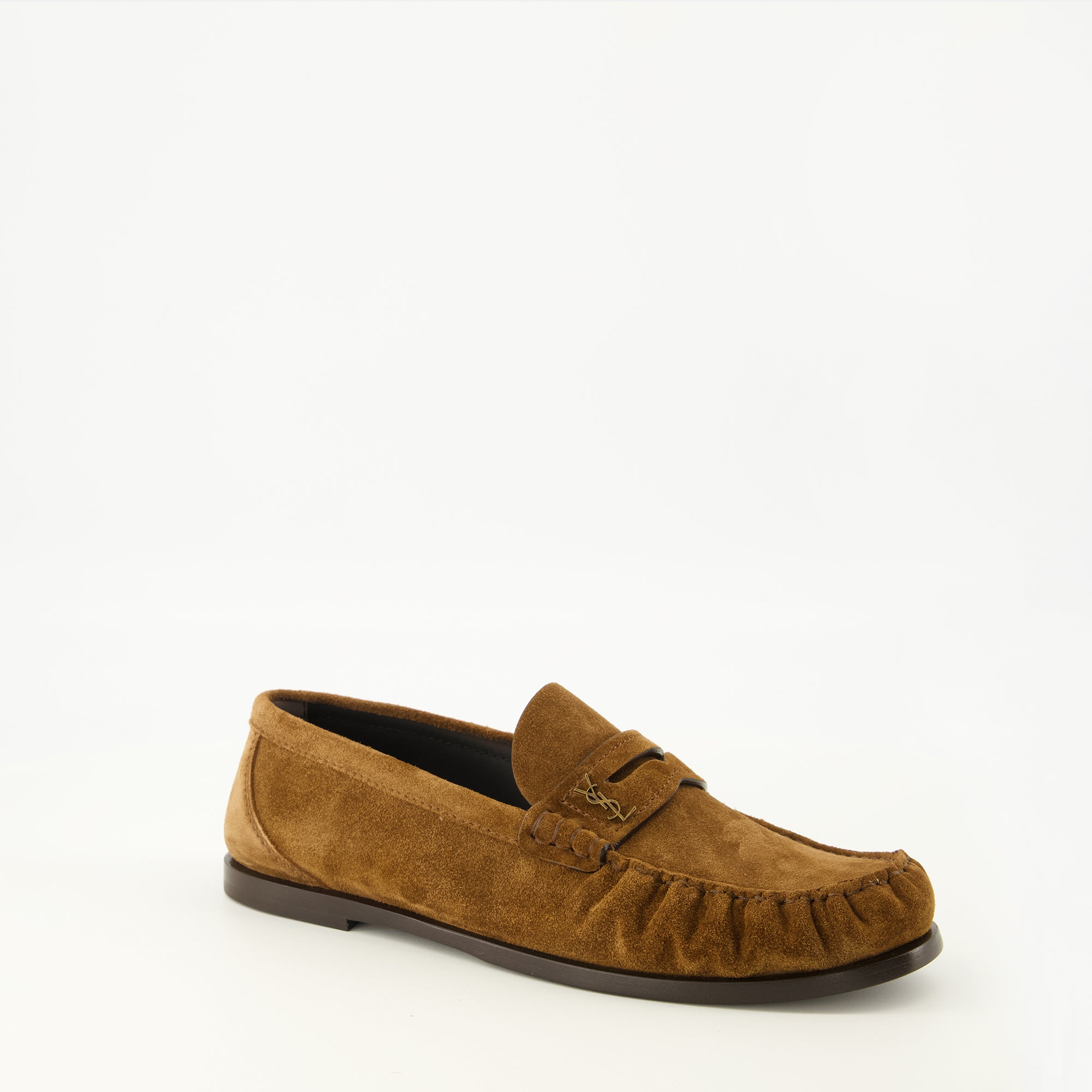 Mocassins Mocassins Loafer em Camurça Castanha Saint Laurent Marron Femme