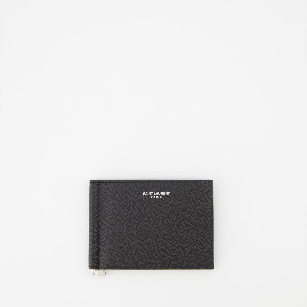 Small leather goods Grained leather card holder Saint Laurent Black Man