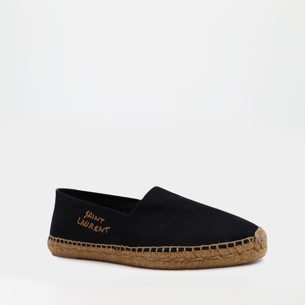 Espadrilles Espadrilles en coton brodées Saint Laurent Noir Homme