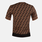 Maille Pull FF à manches courtes Fendi Marron Femme