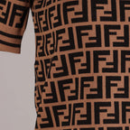 Maille Pull FF à manches courtes Fendi Marron Femme