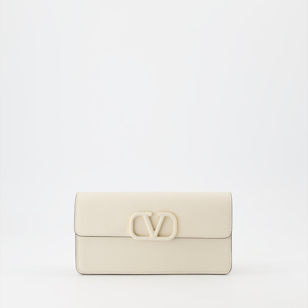Kleine lederwaren Portefeuille VLogo Signature Valentino Garavani Beige Femme