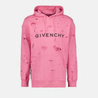 Sweatshirts Destroyed Hoodie Givenchy Pink Man