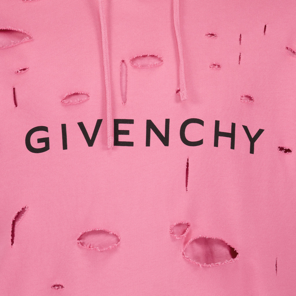 Sweatshirts Destroyed Hoodie Givenchy Pink Man