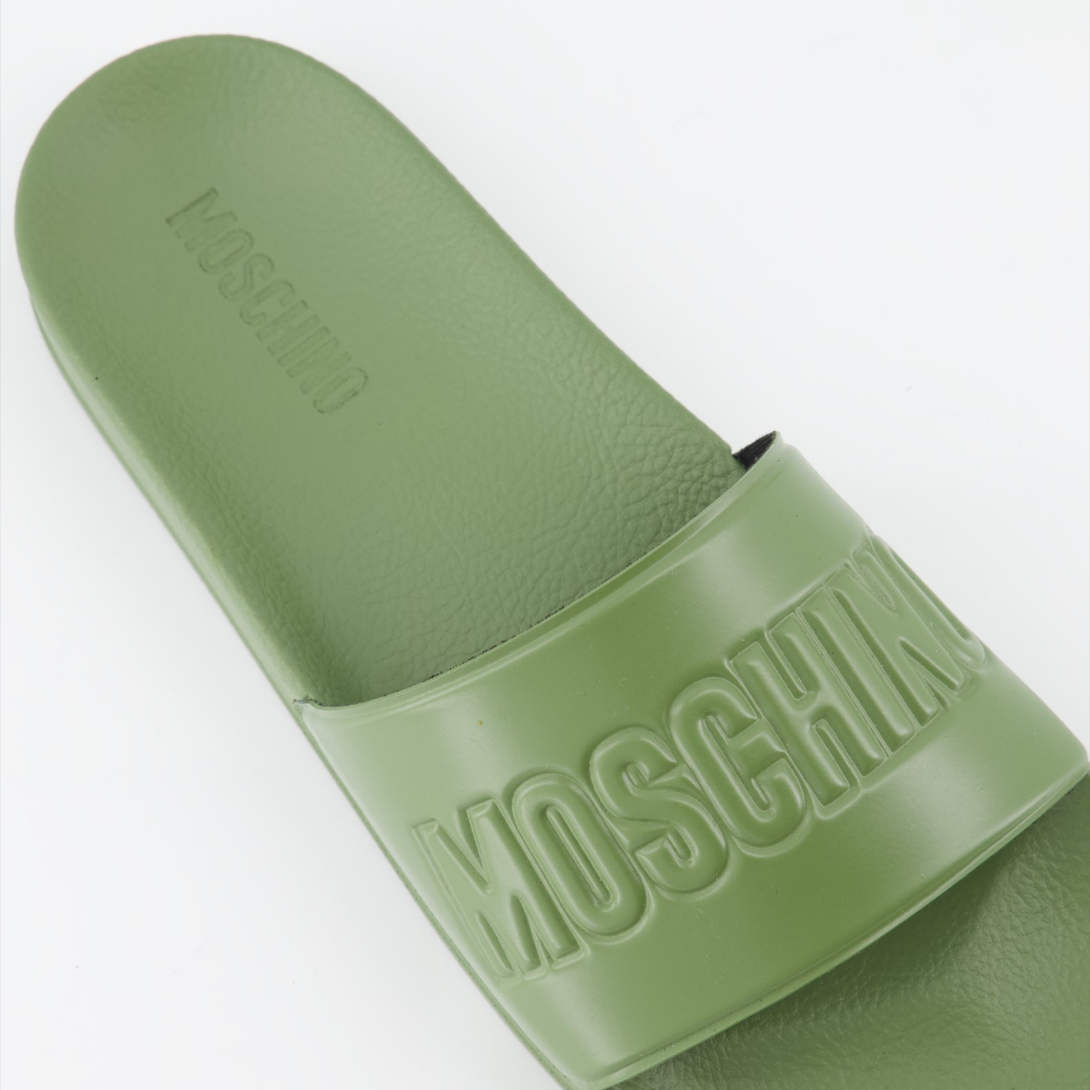 Open shoes Logo slides Moschino Green Man