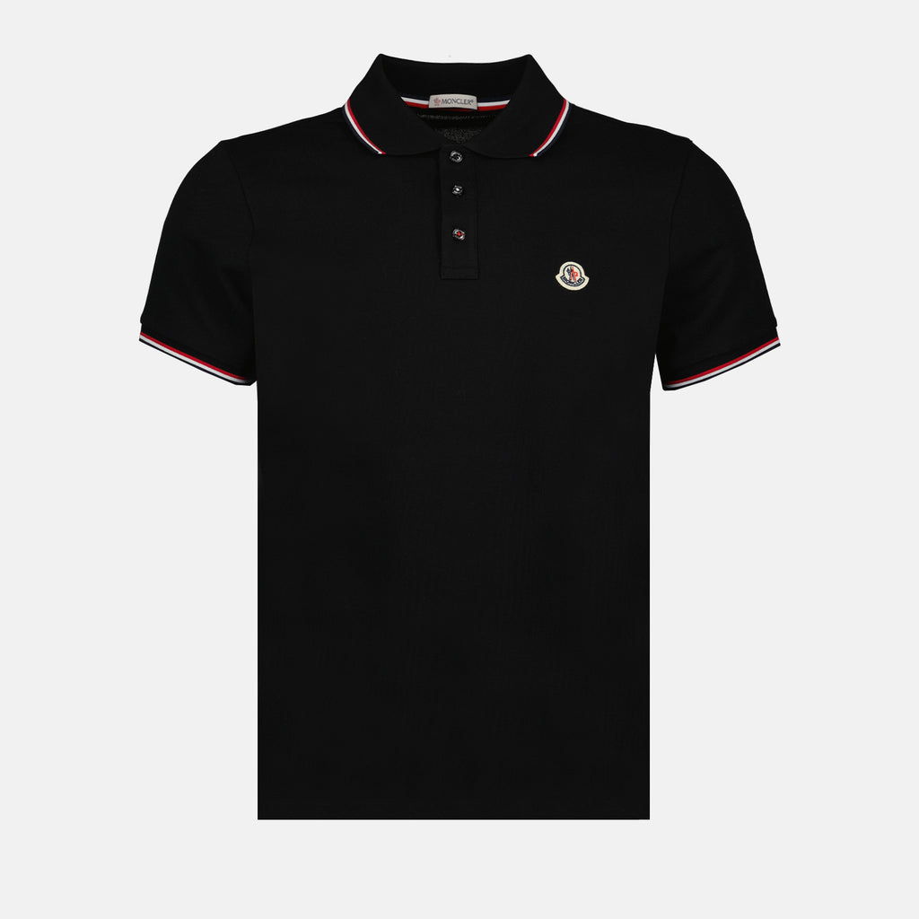 Polo shirts Polo shirt with logo and piping Moncler Black Man