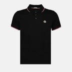 Polo shirts Polo shirt with logo and piping Moncler Black Man