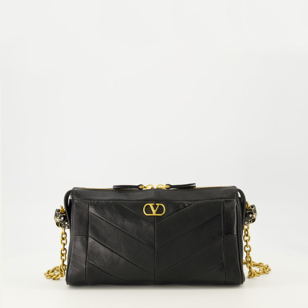 Image de l'article Mini sac Panthea en cuir noir de la marque Valentino Garavani pour Femme - Saison Printemps-Été 2026 - Vue de Face