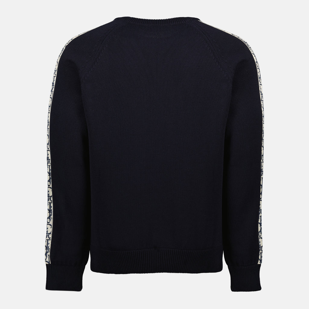 Imagen del suéter Dior Oblique azul marino de la marca Dior para hombres - Temporada Primavera-Verano 2026 - Vista Trasera