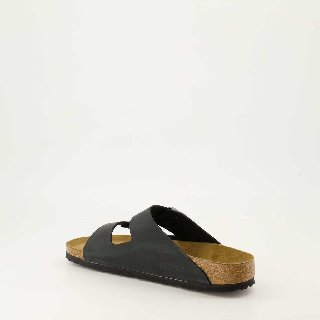 Open shoes Arizona Slippers Birkenstock Black Homme