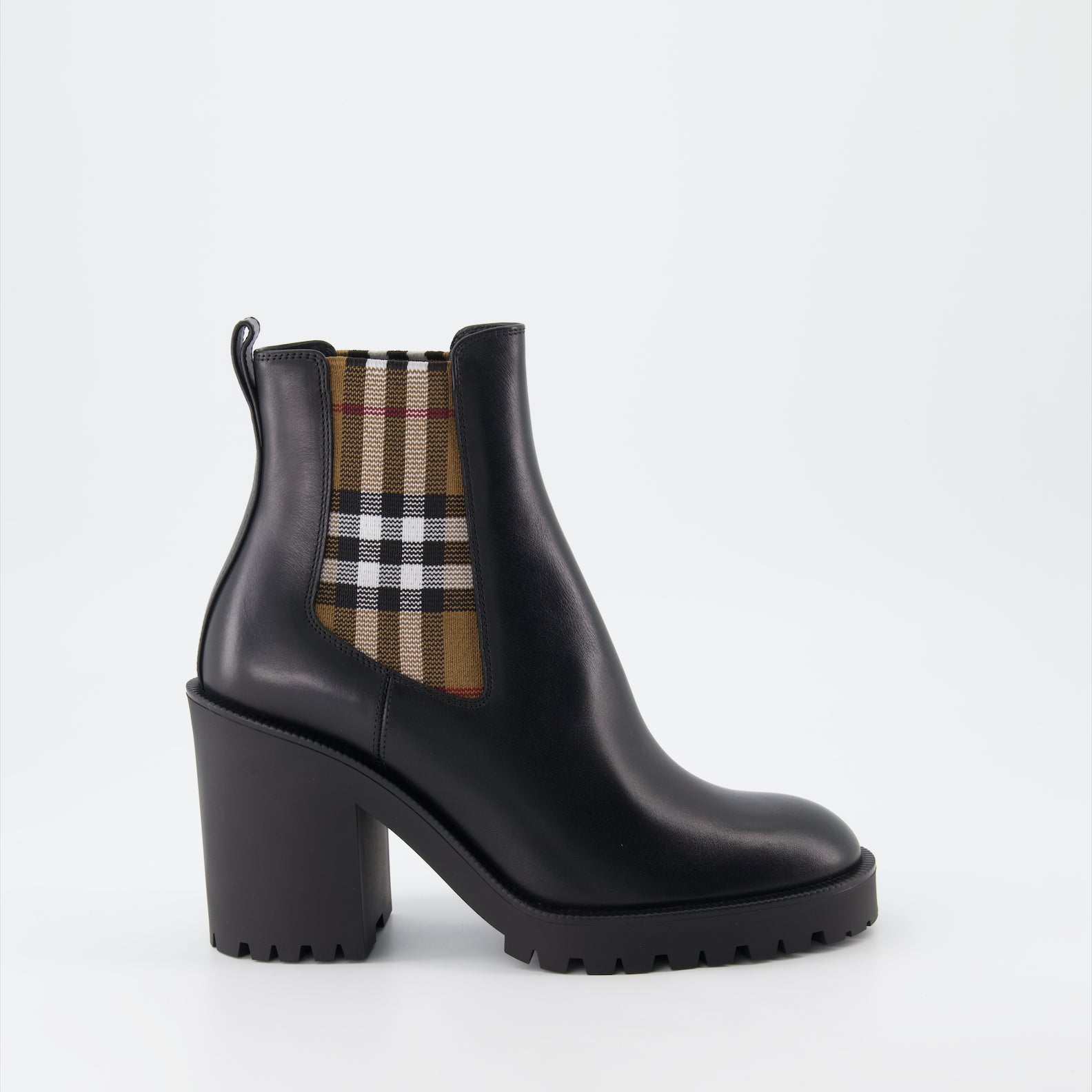 Ankle boots Checked leather ankle boots Burberry Black Women