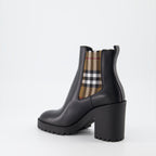 Botins Bottines en cuir à carreaux Burberry Preto Femme