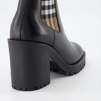 Botins Bottines en cuir à carreaux Burberry Preto Femme
