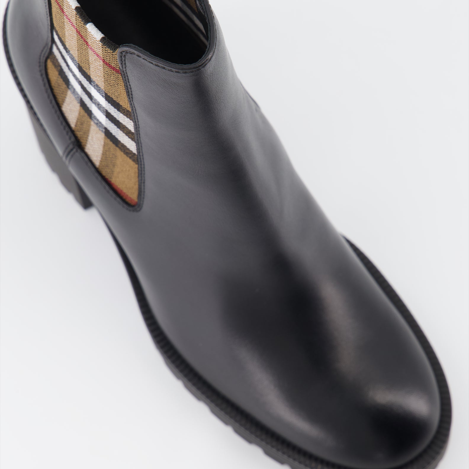 Ankle boots Checked leather ankle boots Burberry Black Women