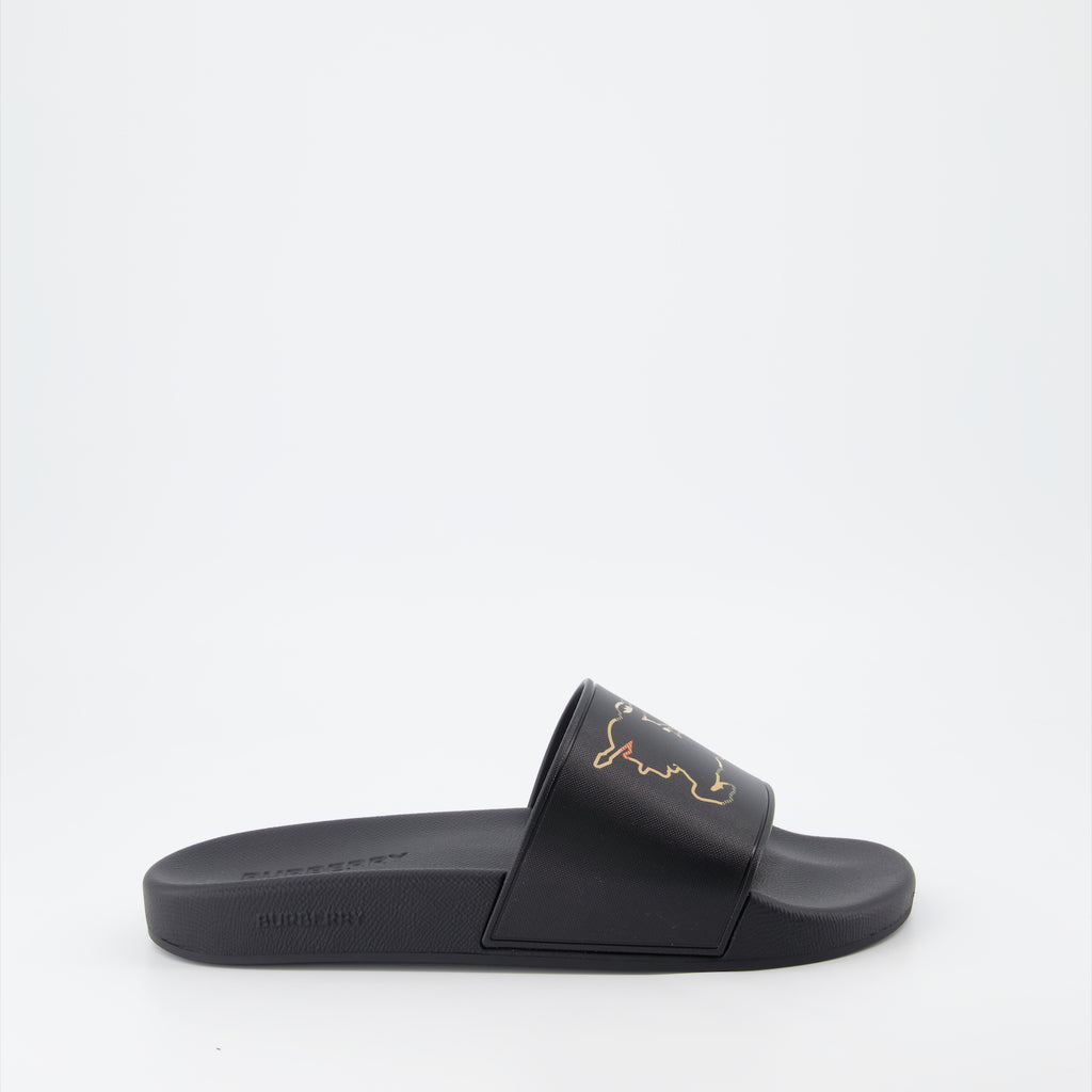 Chaussures ouvertes Claquettes Cavalier Burberry Noir Homme