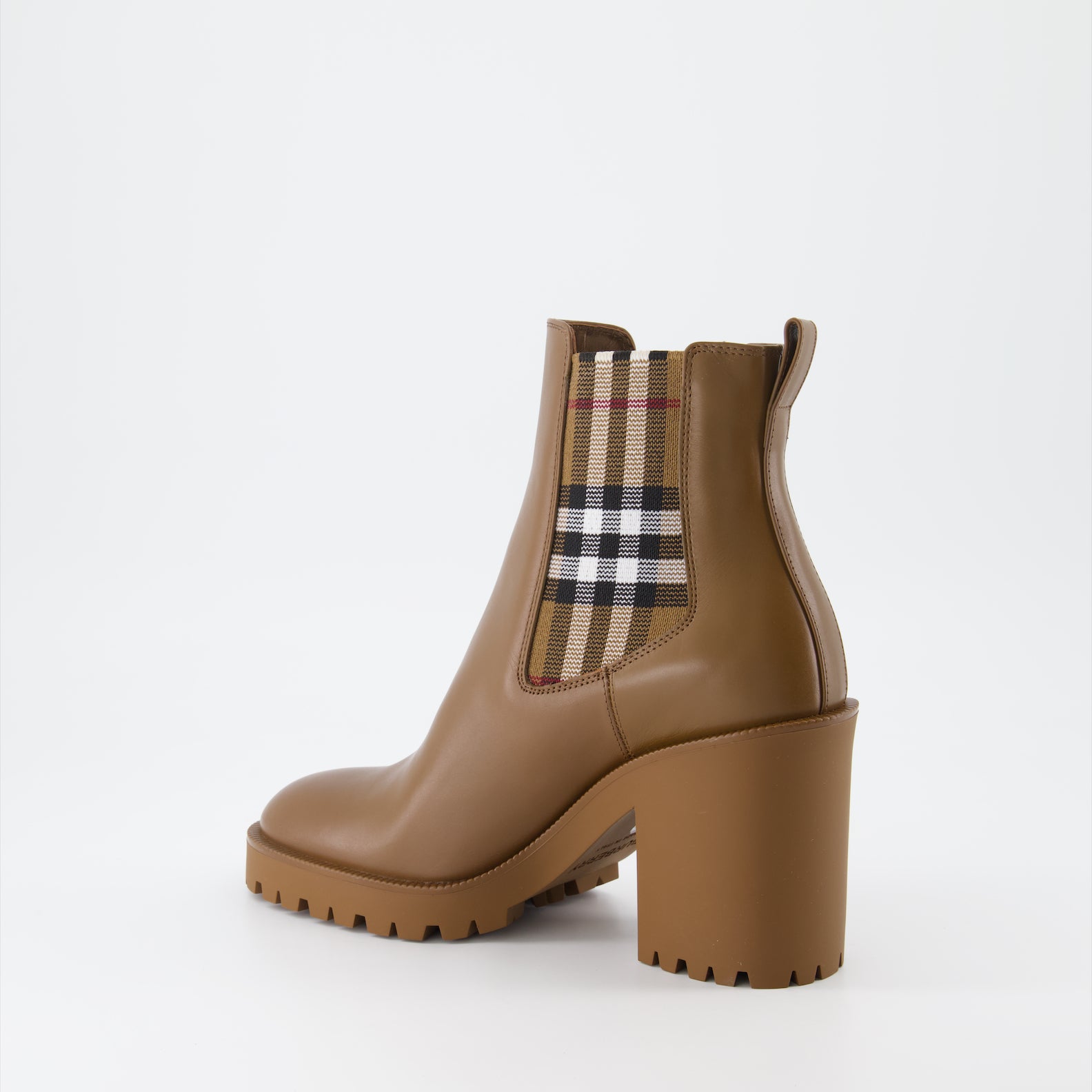 Ankle boots Checked leather ankle boots Burberry Brown Women