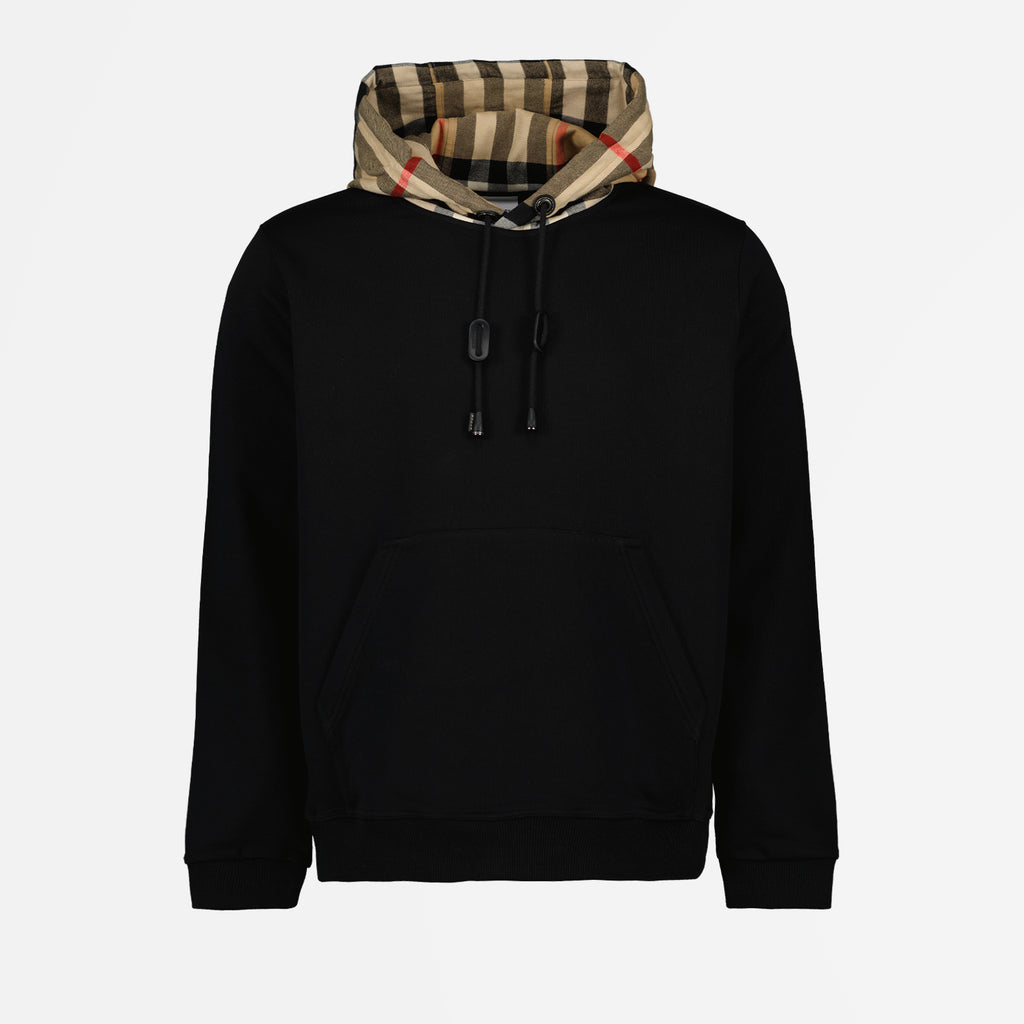 Sweatshirts Sweat à capuche à carreaux Burberry Noir Homme