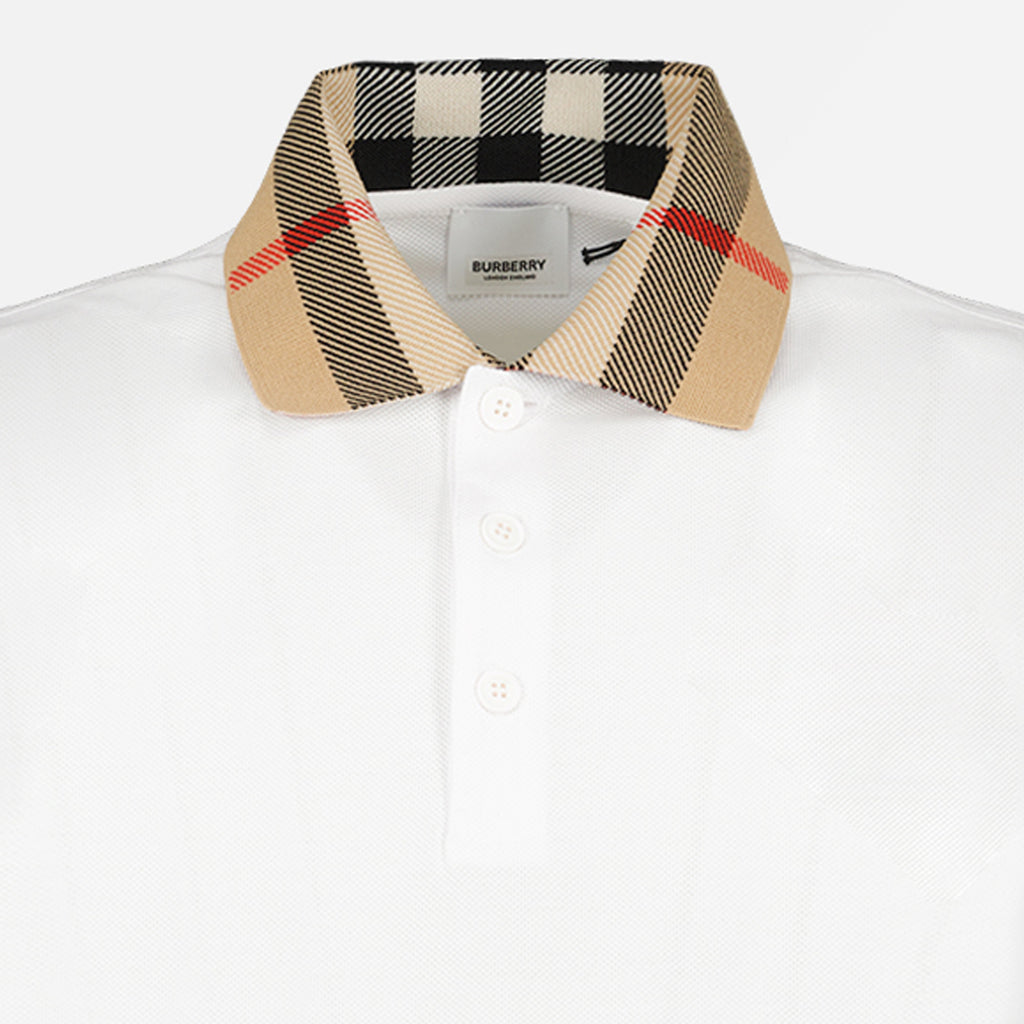 Polos Polo à col à carreaux Burberry Branco Homme