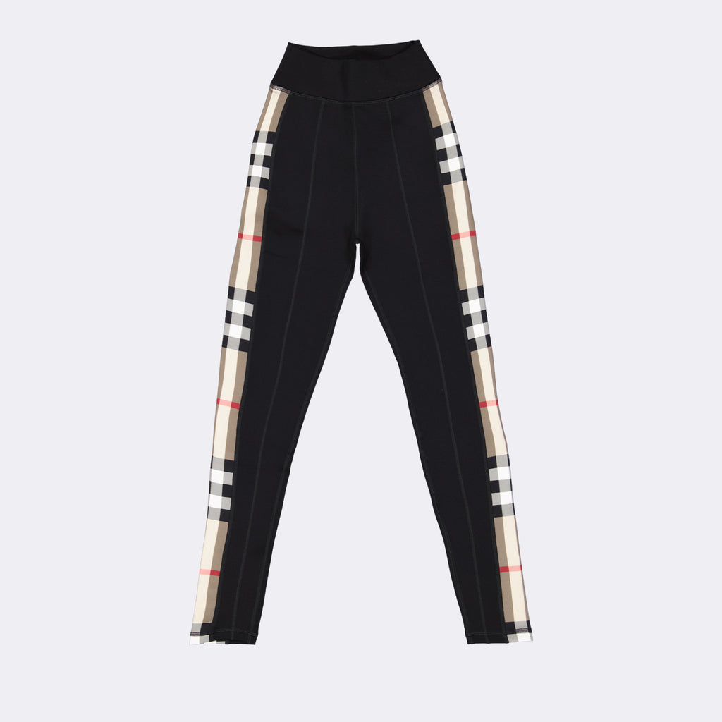 Pantalons Legging à carreaux Burberry Noir Femme