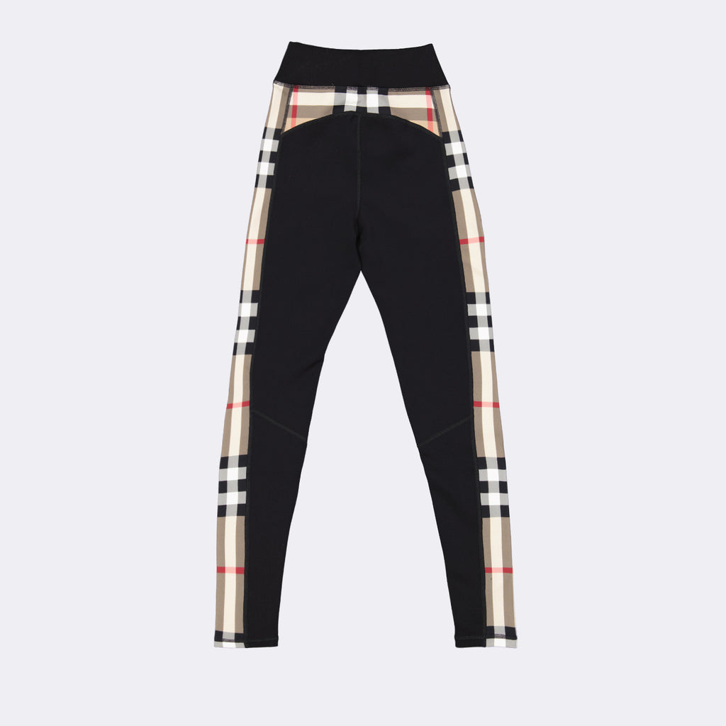 Pantalons Legging à carreaux Burberry Noir Femme
