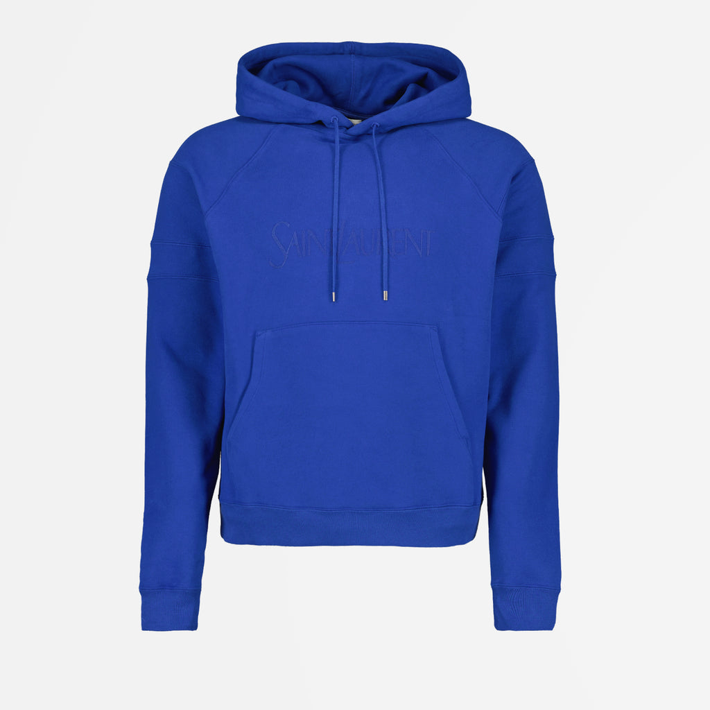 Sweatshirts Sweat à capuche à logo Saint Laurent Bleu foncé Homme