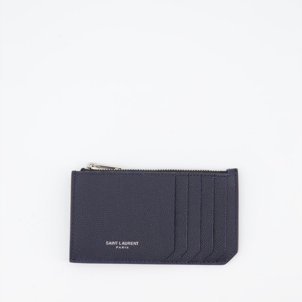 Petite maroquinerie Porte-cartes zippé Saint Laurent Bleu foncé Homme