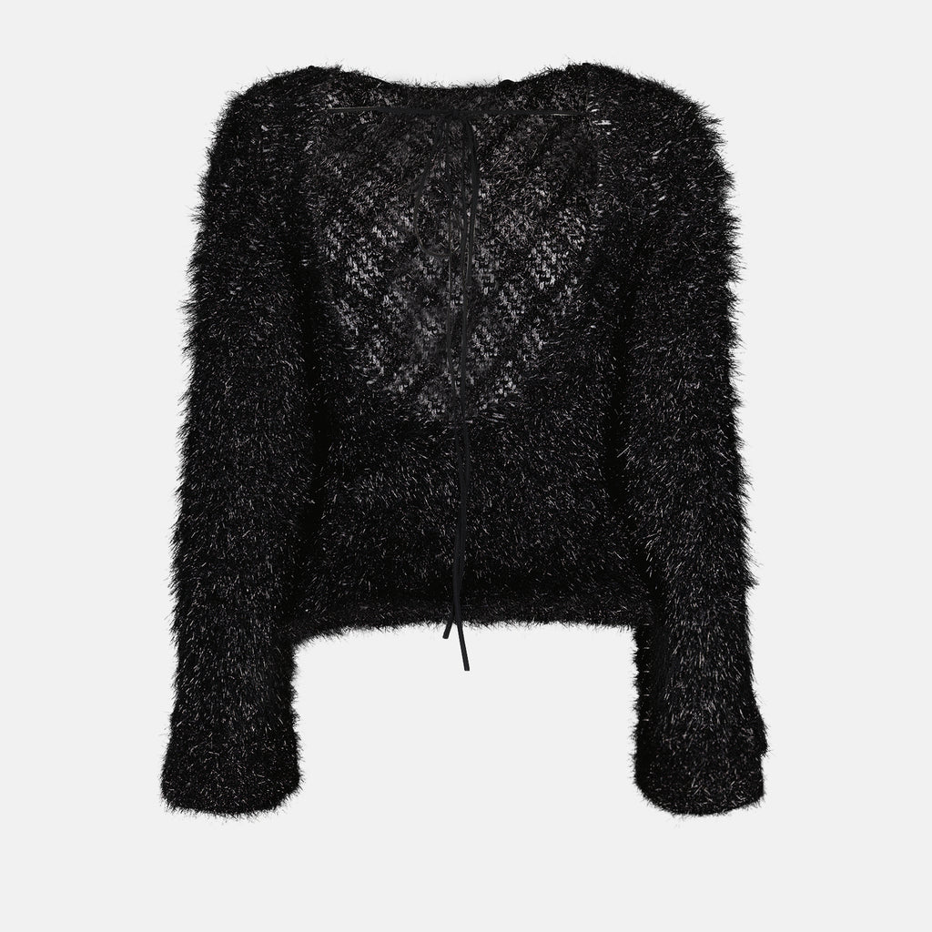 Strickwaren Texturierter Pullover mit offenem Rücken Victoria Beckham Schwarz Femme
