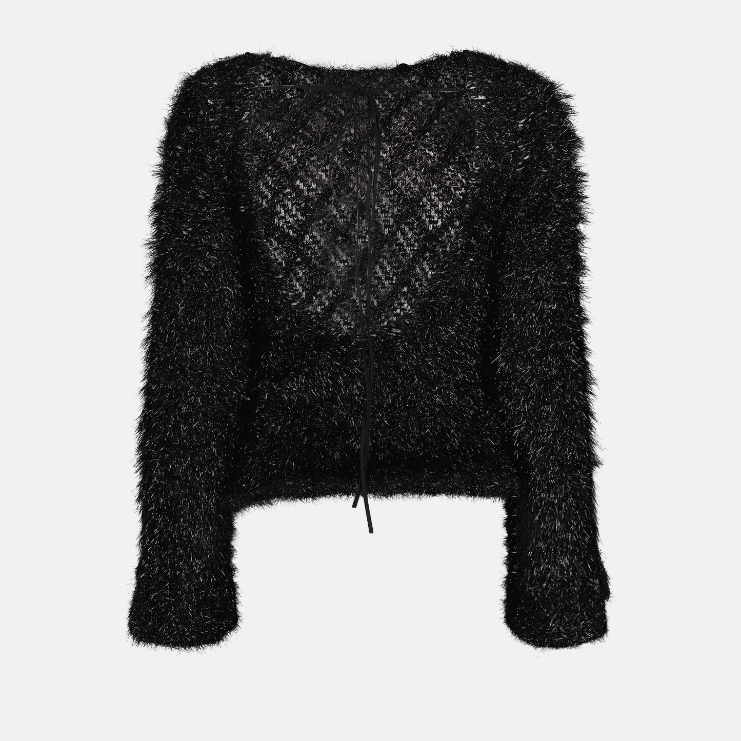 Open back textured sweater
