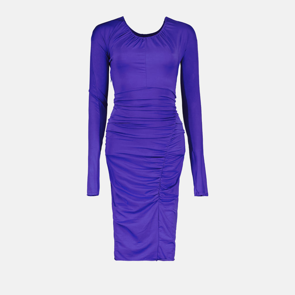 Robes Robe longue rûchée Victoria Beckham Bleu Femme