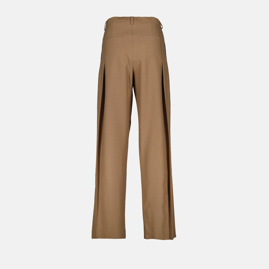 Calças Pantalon à plis Victoria Beckham Bege Femme