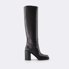 Boots Leather boots Prada Black Women