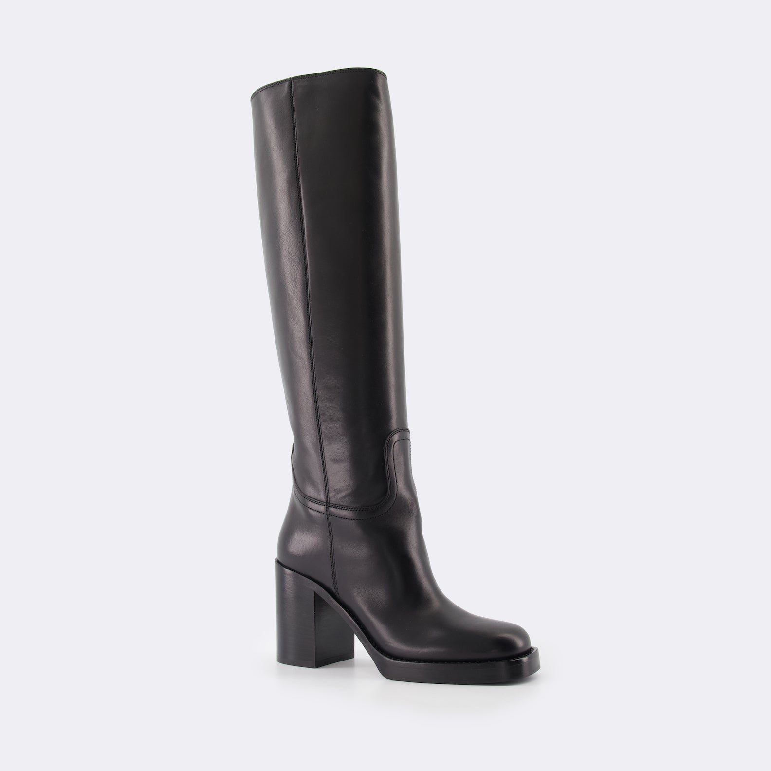 Boots Leather boots Prada Black Women