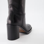 Boots Leather boots Prada Black Women