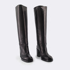 Boots Leather boots Prada Black Women