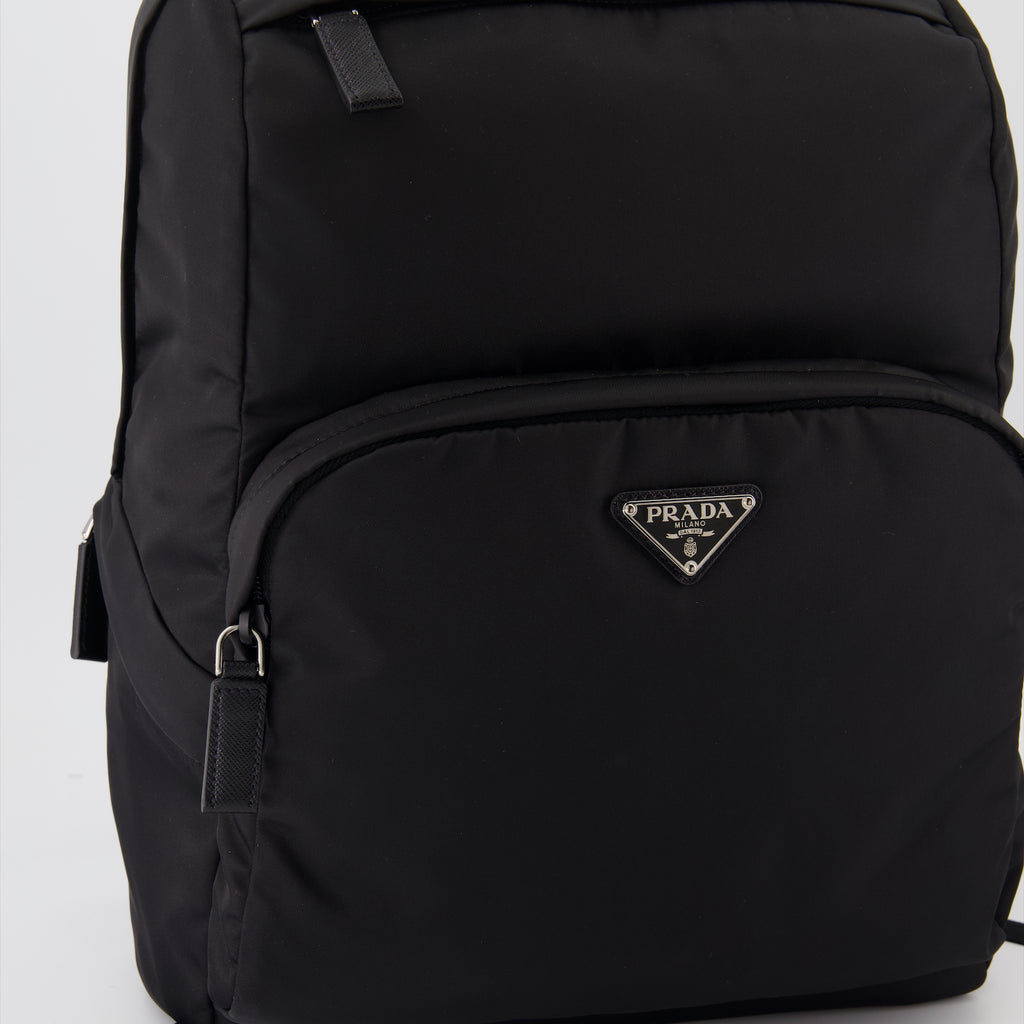 Sacs à dos Sac à dos en Re-Nylon et cuir Prada Noir Homme