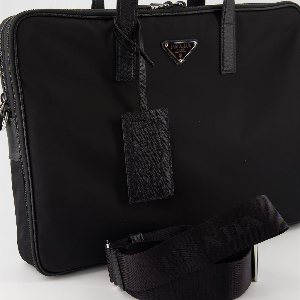 Borse sportive e da viaggio Porte-documents en Re-Nylon Prada Nero Homme