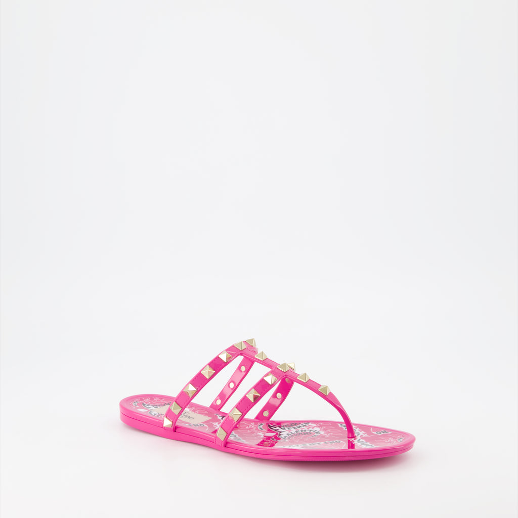 Open shoes Rockstud flip flops Valentino Garavani Pink Women