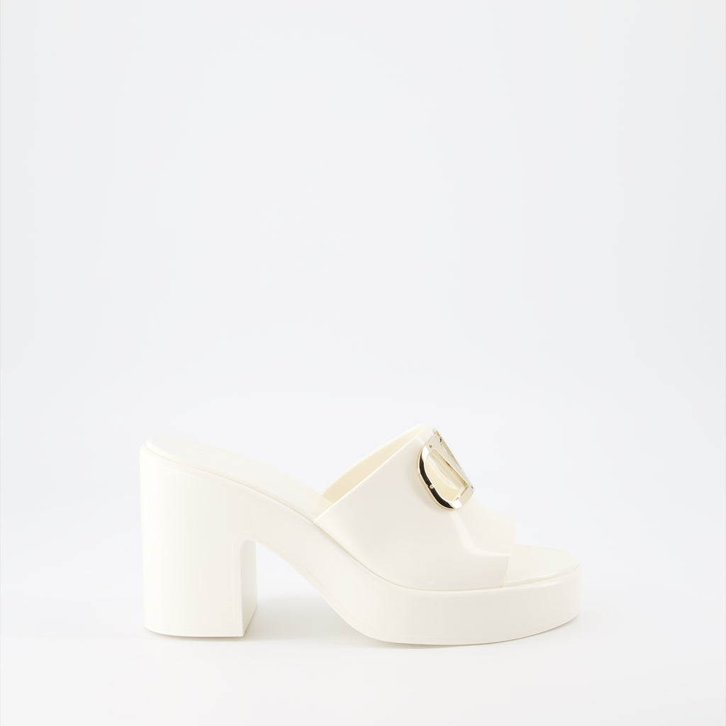 Offene schuhe Mules VLogo Valentino Garavani Weiß Femme