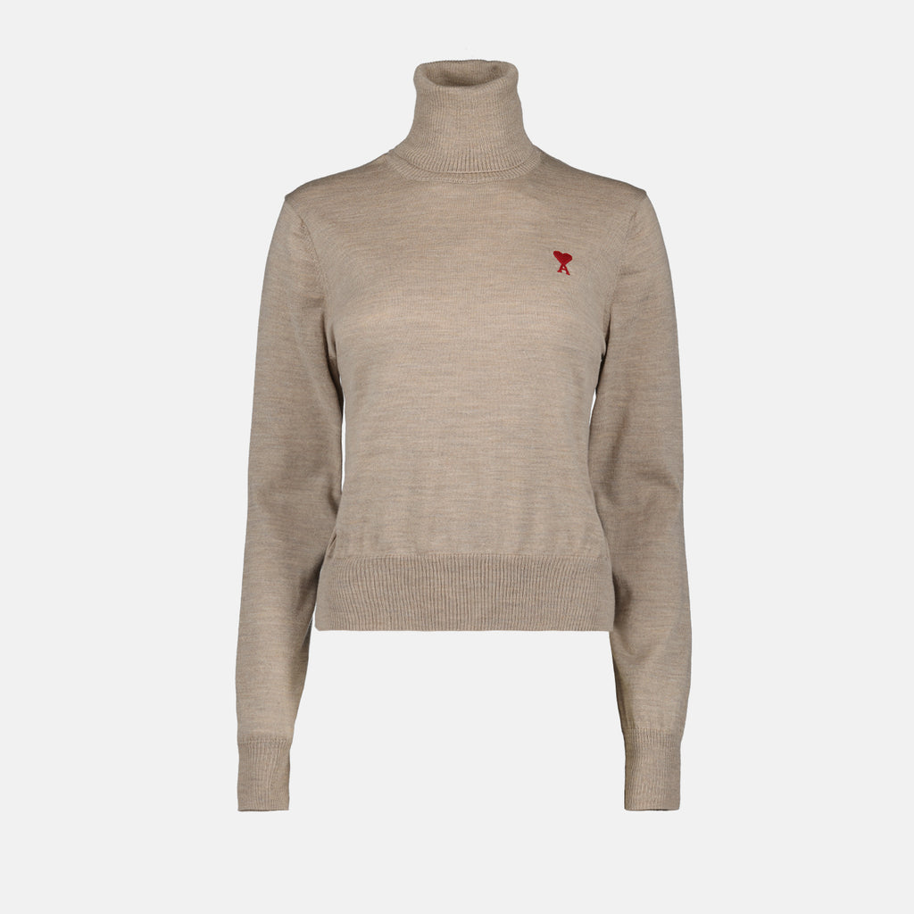 Maille Pull col roulé Ami de Coeur Ami PARIS Beige Femme
